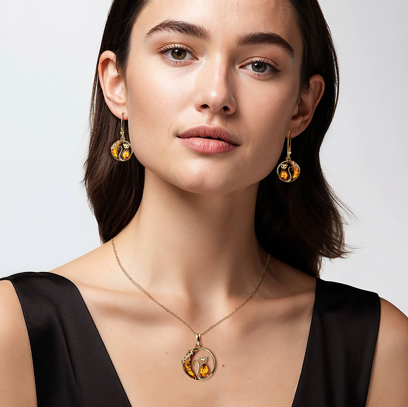 Cat In The Moon Earrings