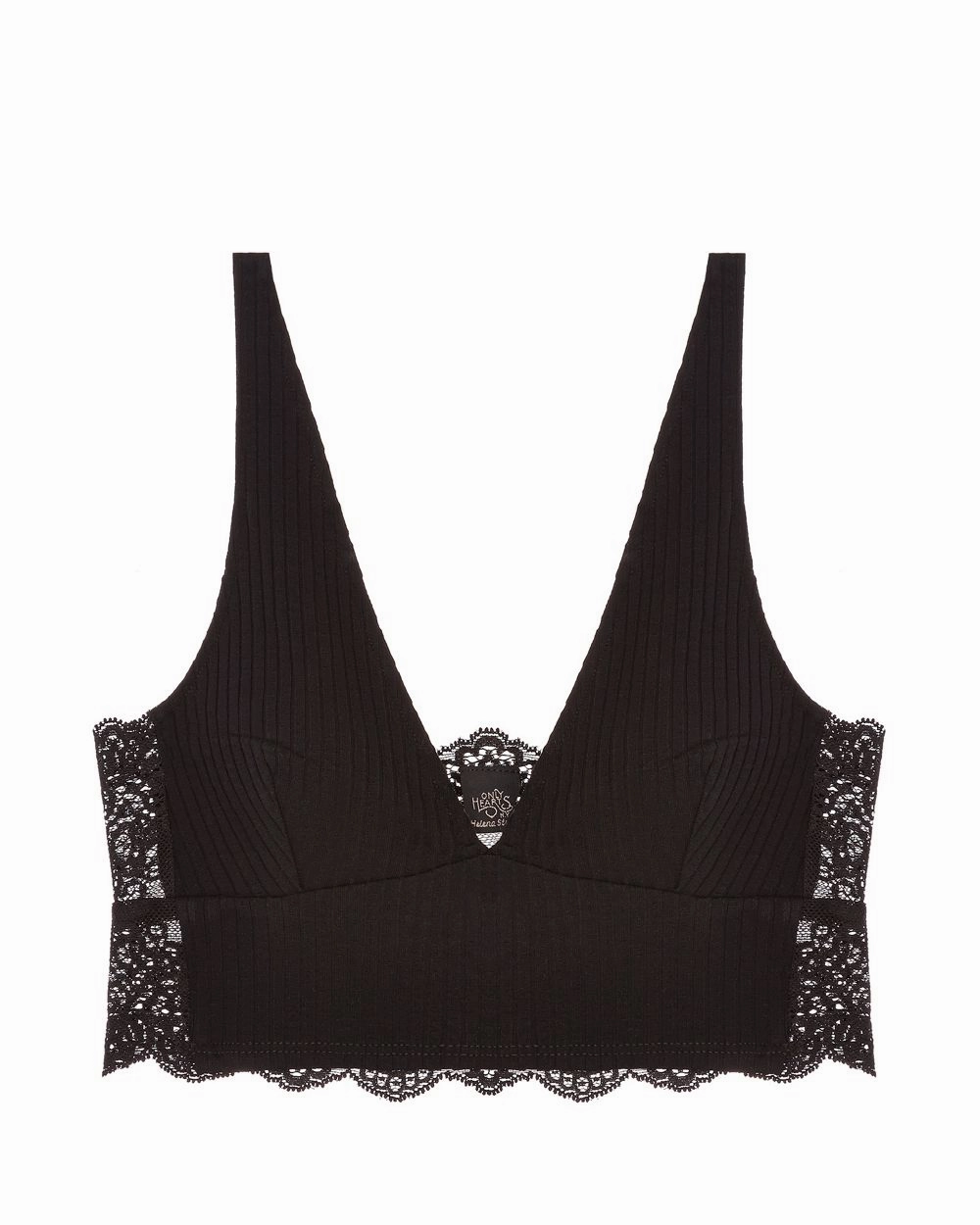 Eco Rib with Lace Long Line Bralette