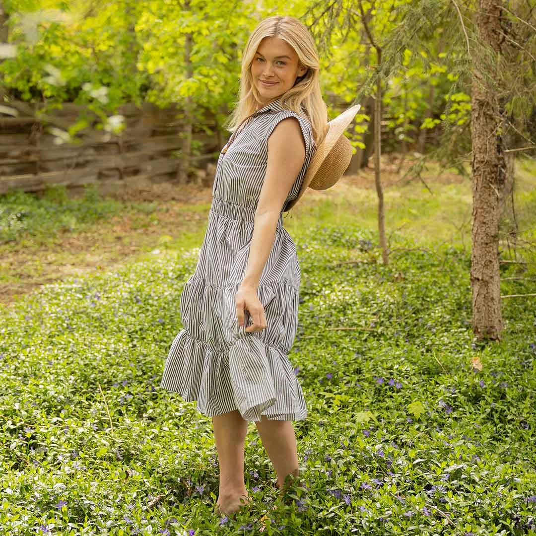 Eden Dress, Navy Stripe