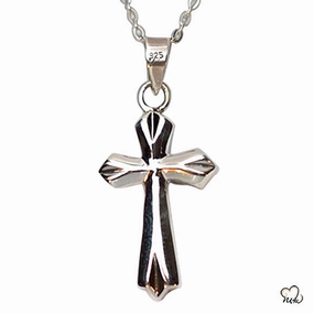 Elegant Cross Cremation Jewelry Pendant in Silver