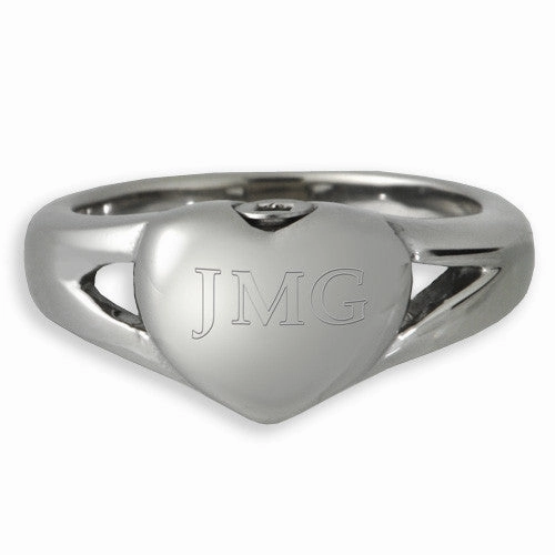 Elegant Heart Cremation Ring in Stainless Steel
