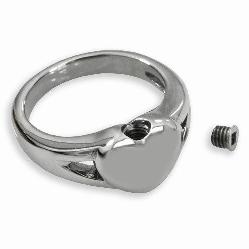 Elegant Heart Cremation Ring in Stainless Steel