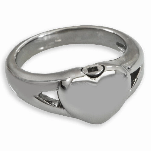 Elegant Heart Cremation Ring in Stainless Steel
