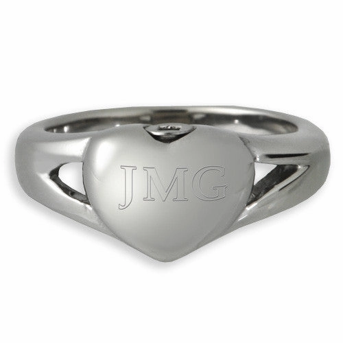 Elegant Heart Cremation Ring in Stainless Steel