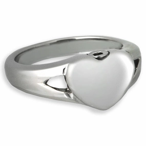 Elegant Heart Cremation Ring in Stainless Steel