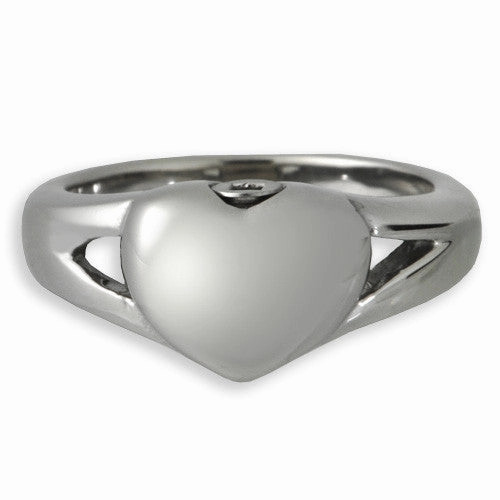 Elegant Heart Cremation Ring in Stainless Steel