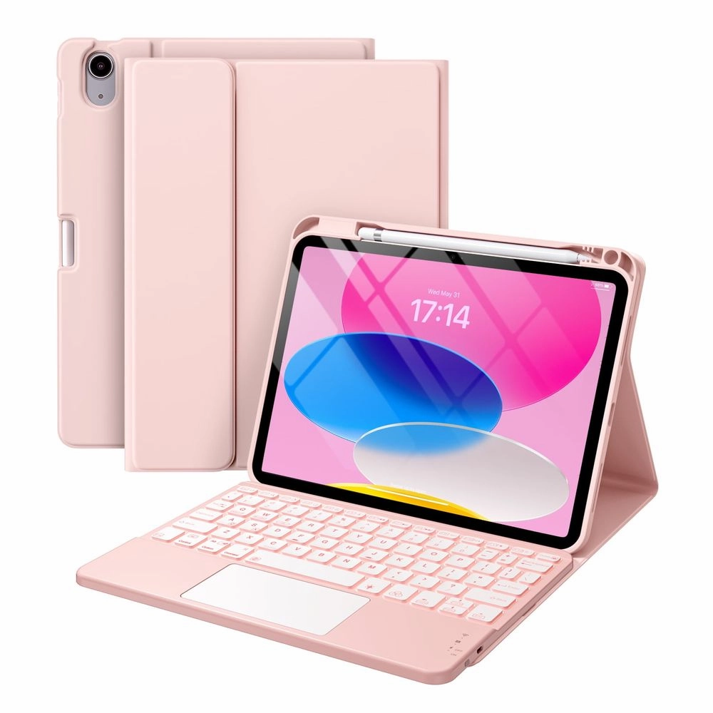 Funbiz 10th Gen iPad Case with Keyboard 7 Color Backlit Detachable Keyboard Cover with Pencil Holder