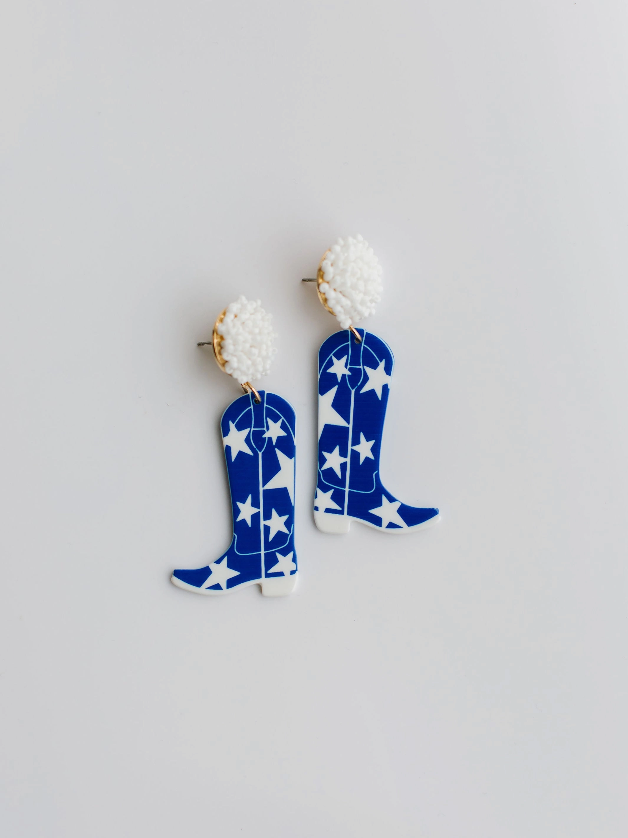 Gameday Cowgirl Earrings | Blue   White