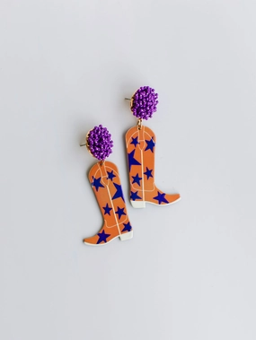 Gameday Cowgirl Earrings |  Purple   Orange