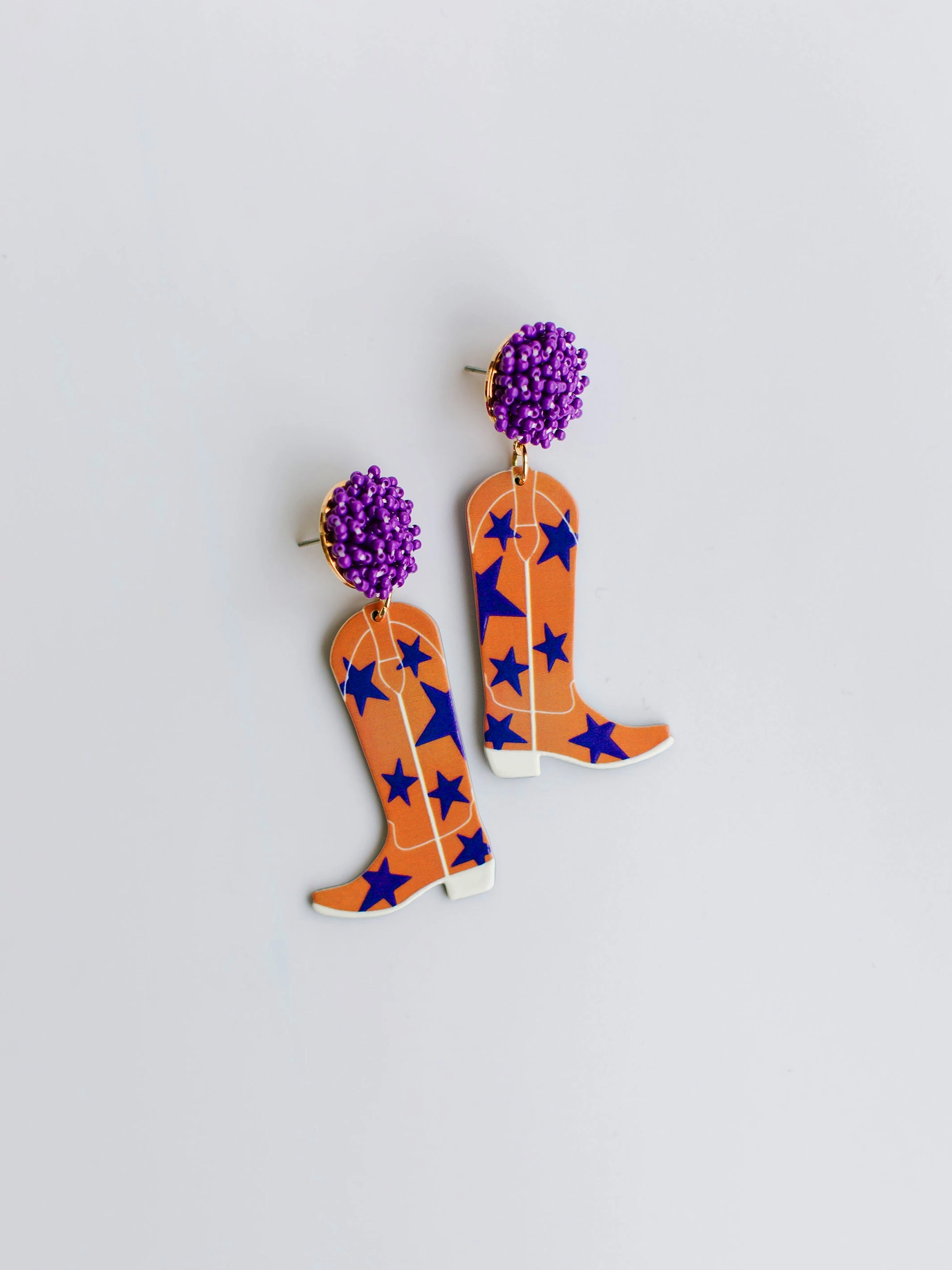 Gameday Cowgirl Earrings |  Purple   Orange