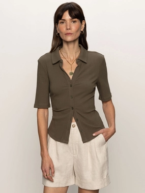Half Sleeve Ribbed Knit Shirt Kalamata