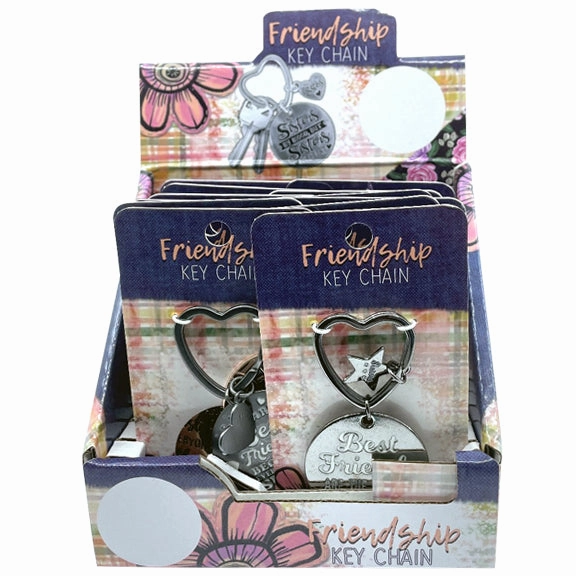 Keychain Friendship Heart Shape - 12 Pieces Per Retail Ready Display 23122