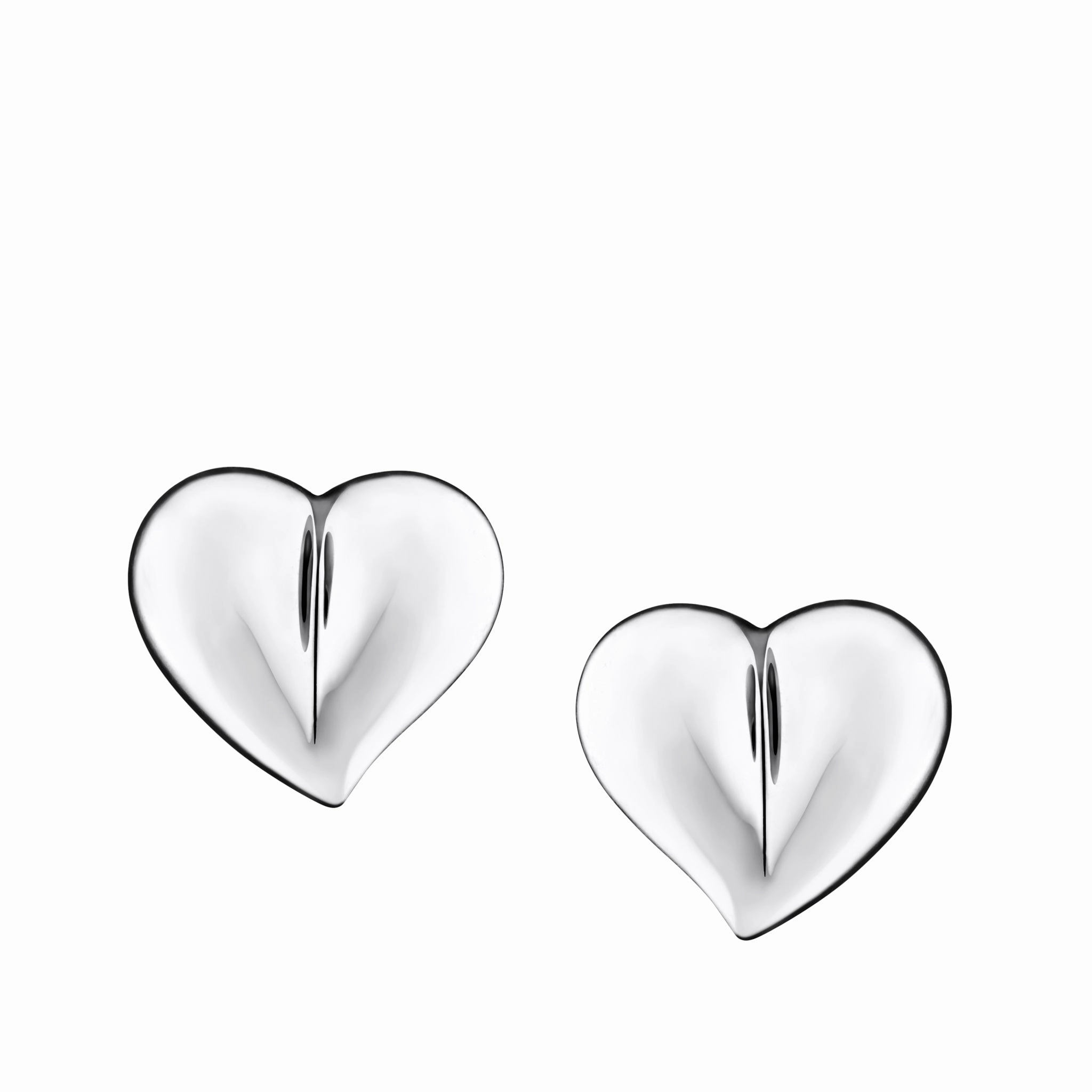 LoveHeart Rhodium Plated Sterling Silver Stud Earrings