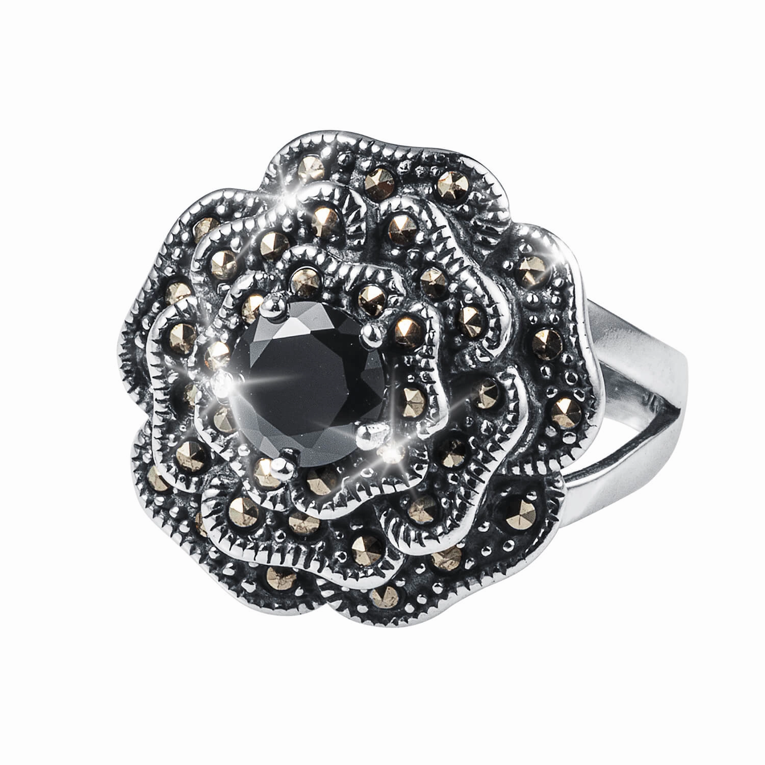 Marcasite Rose Ladies Ring