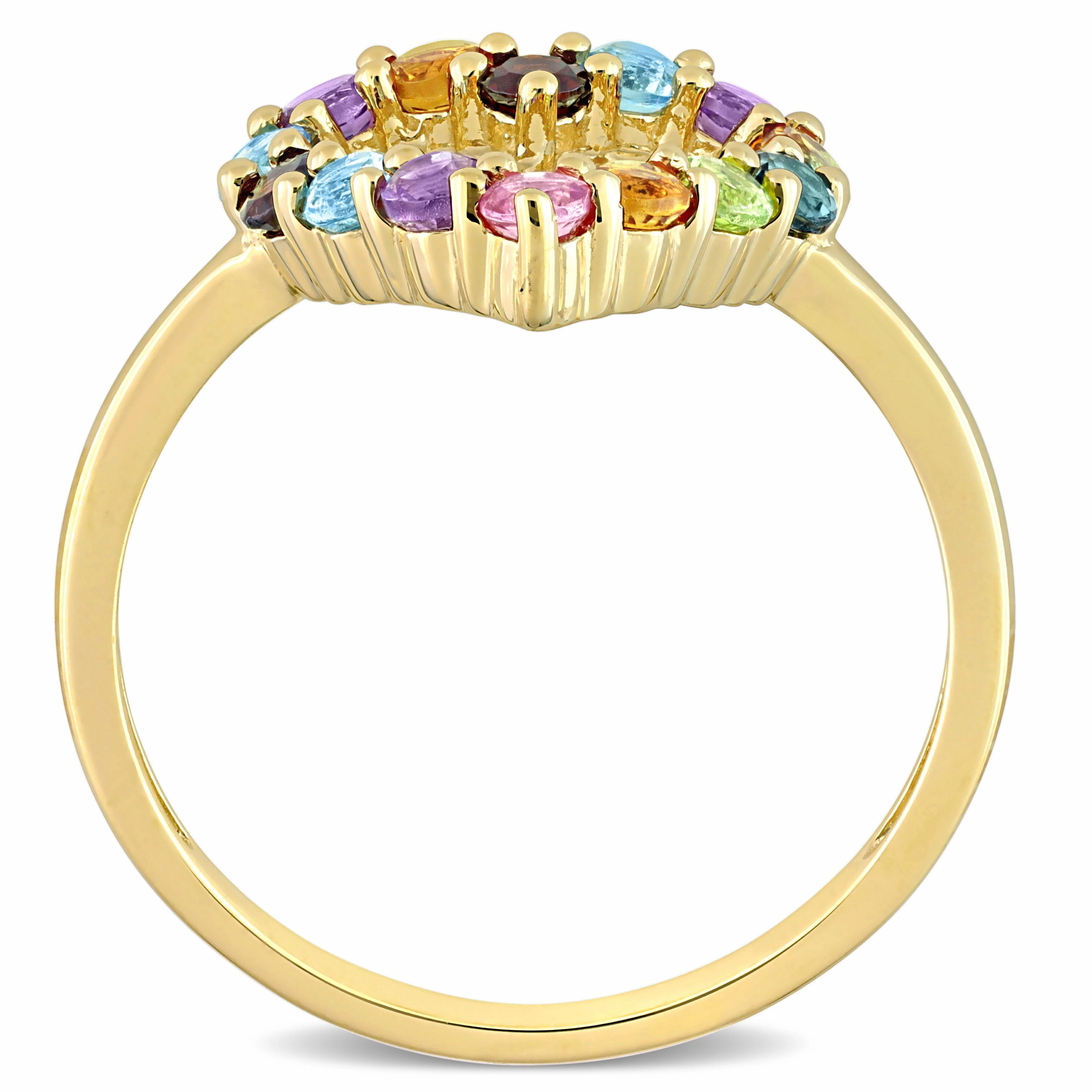 Mimi & Max 2 3/4ct TGW Multi-Color Gemstone Heart Earrings Necklace Ring Set 10k Yellow Gold