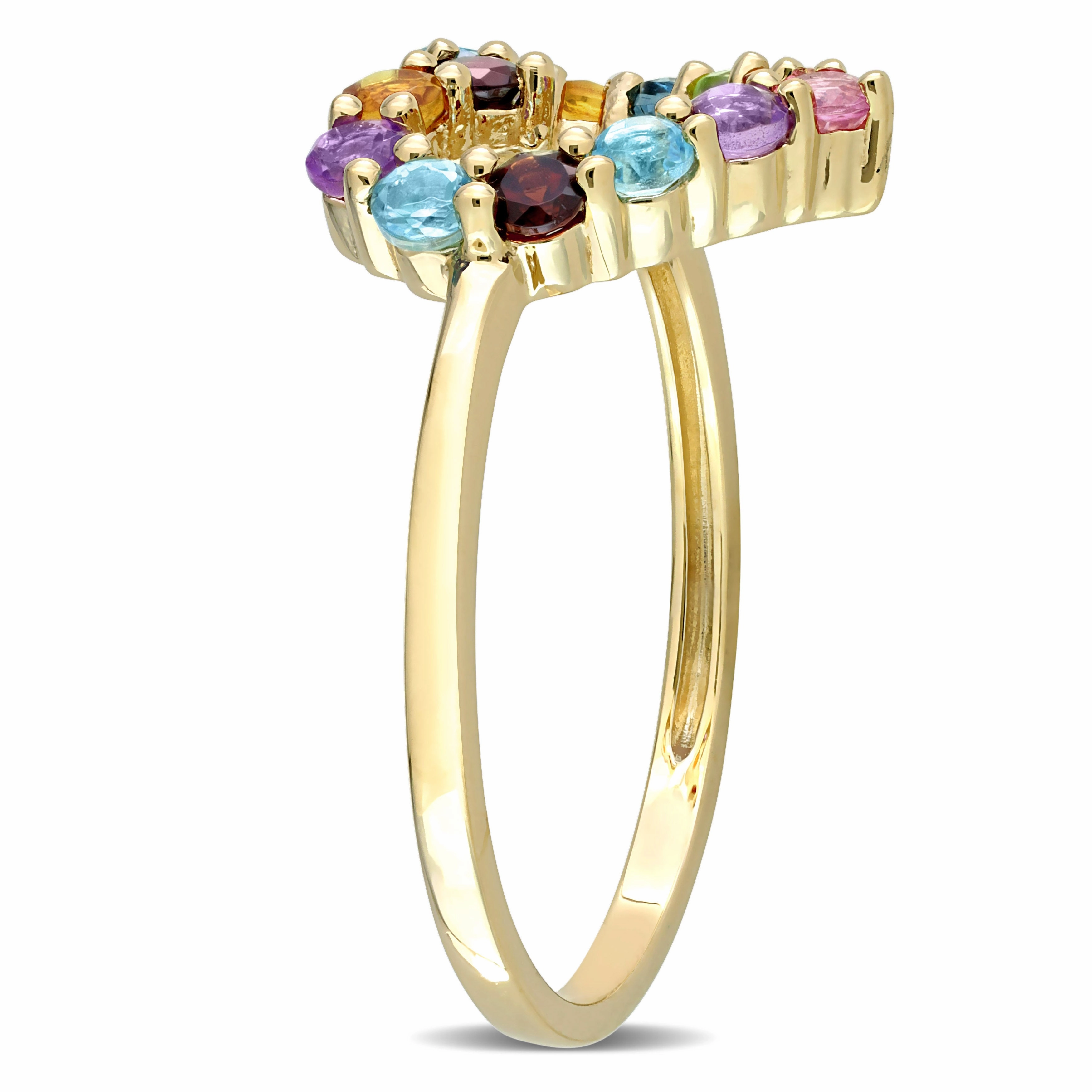 Mimi & Max 2 3/4ct TGW Multi-Color Gemstone Heart Earrings Necklace Ring Set 10k Yellow Gold