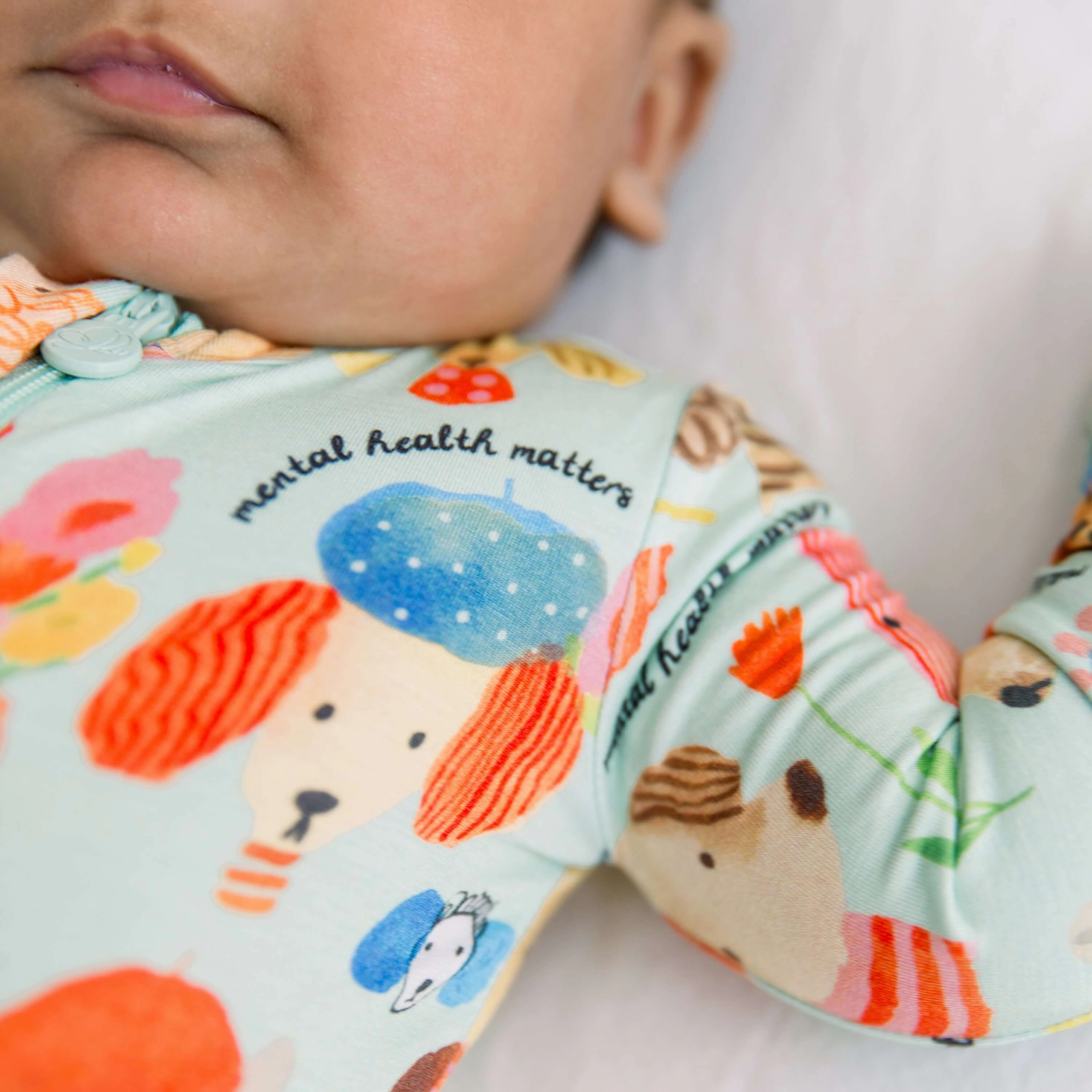 Mindful Doggos | Bamboo Footie Onesie Sleeper | "Mental Health Matters"