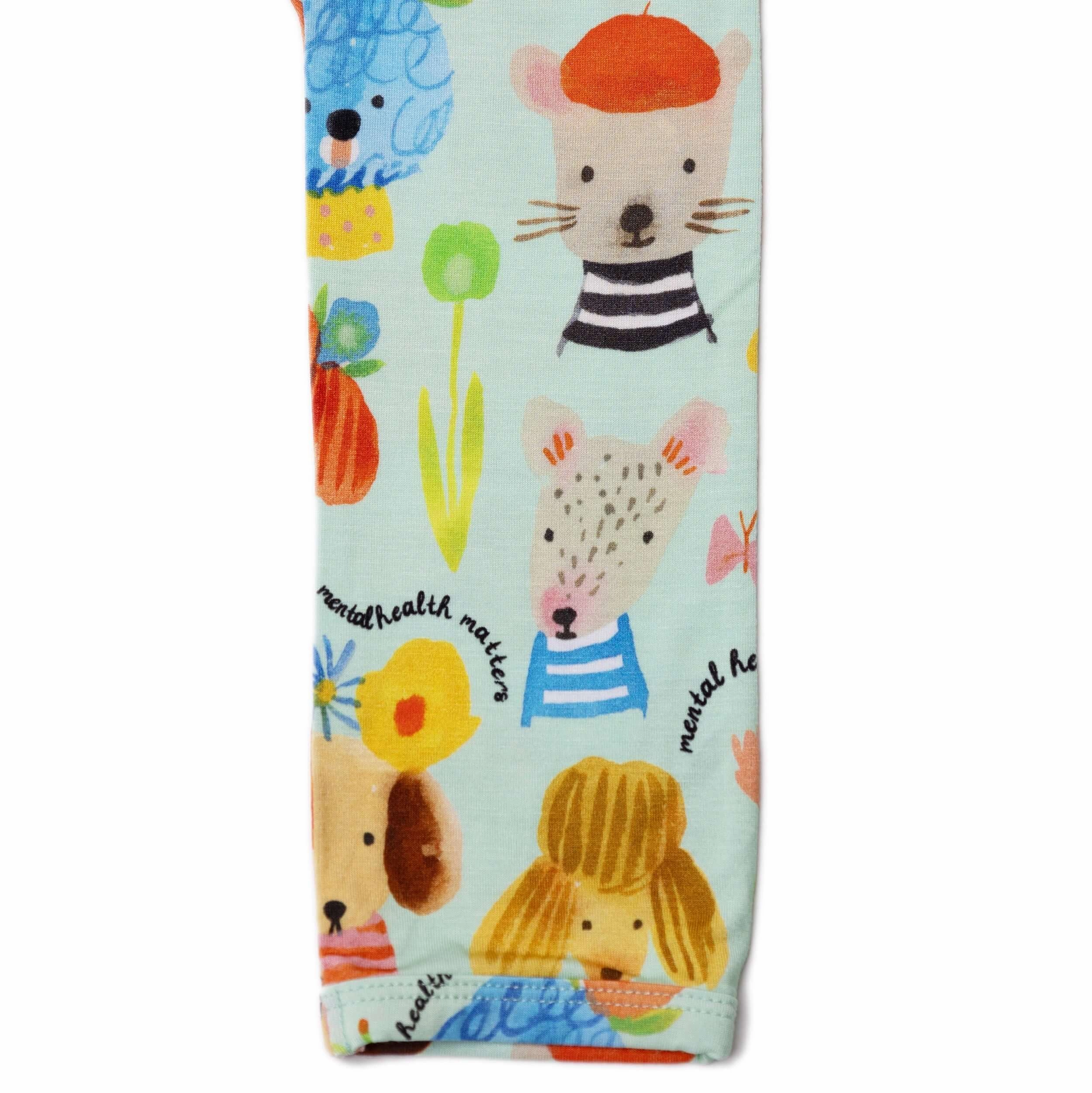 Mindful Doggos | Bamboo Footie Onesie Sleeper | "Mental Health Matters"