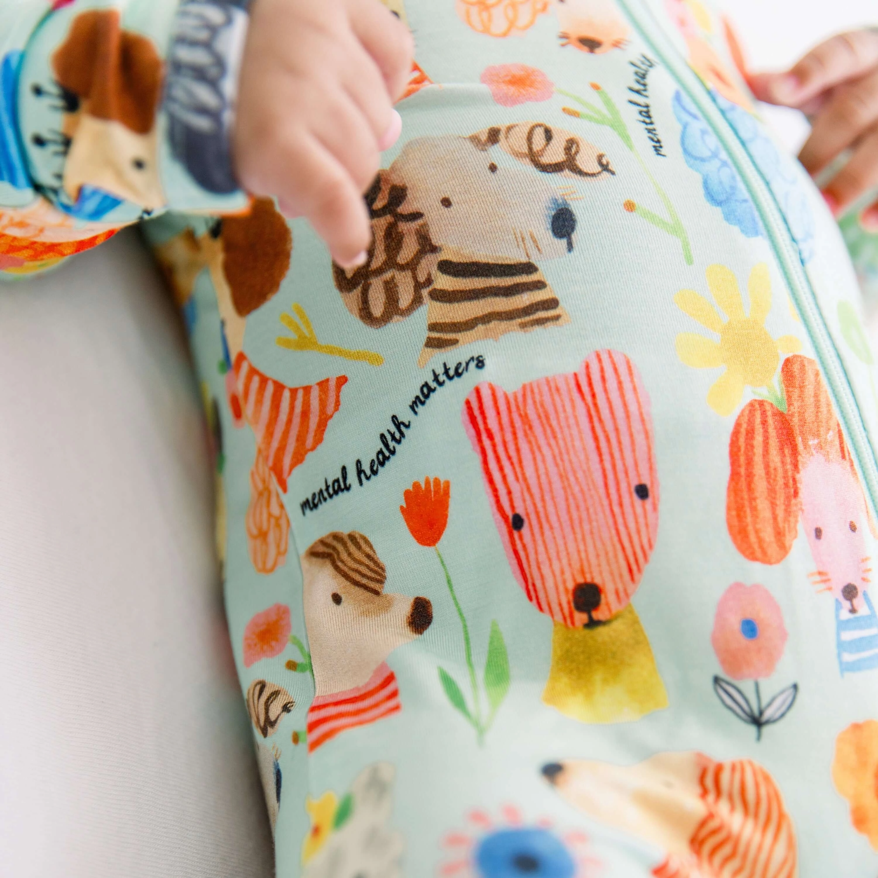 Mindful Doggos | Bamboo Footie Onesie Sleeper | "Mental Health Matters"