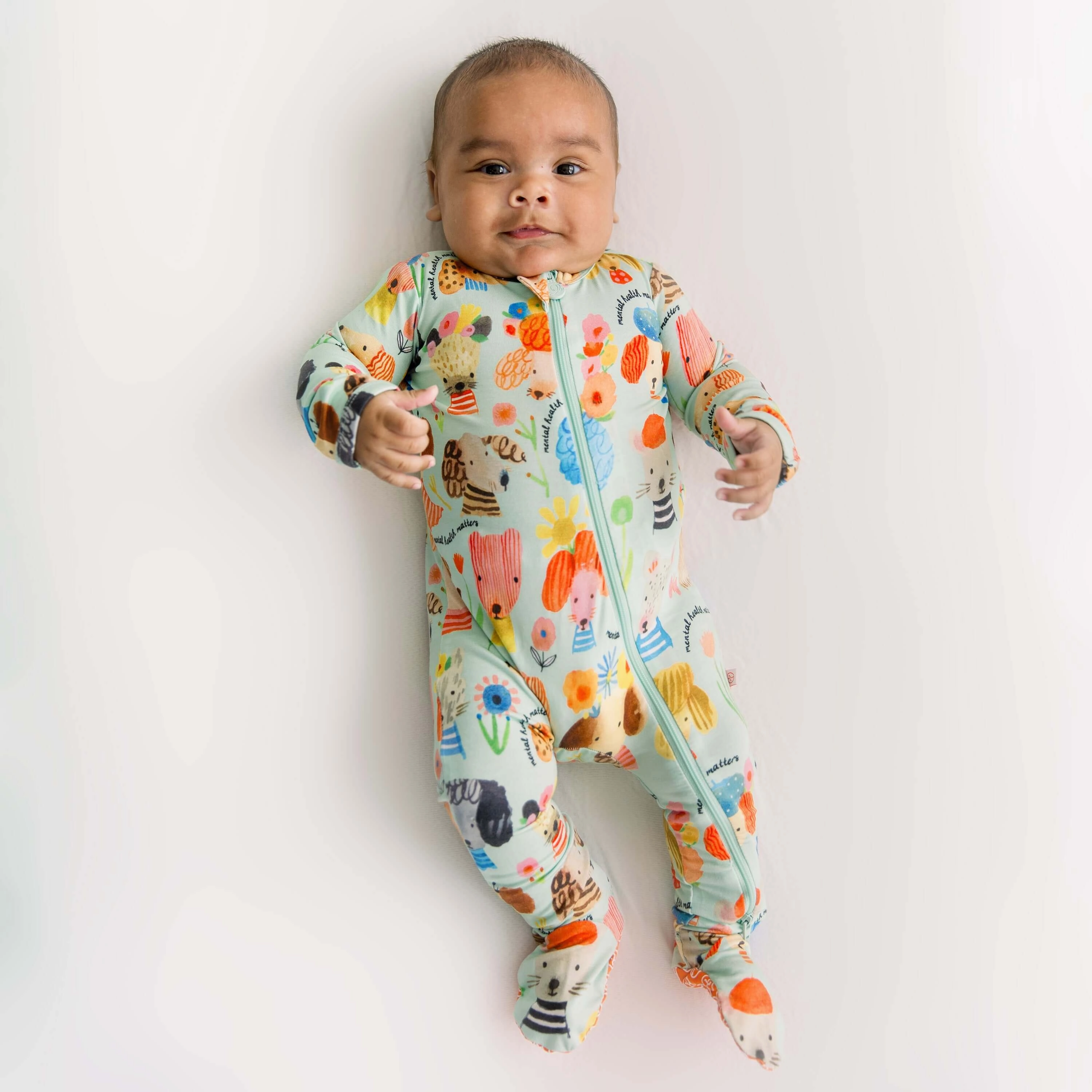 Mindful Doggos | Bamboo Footie Onesie Sleeper | "Mental Health Matters"