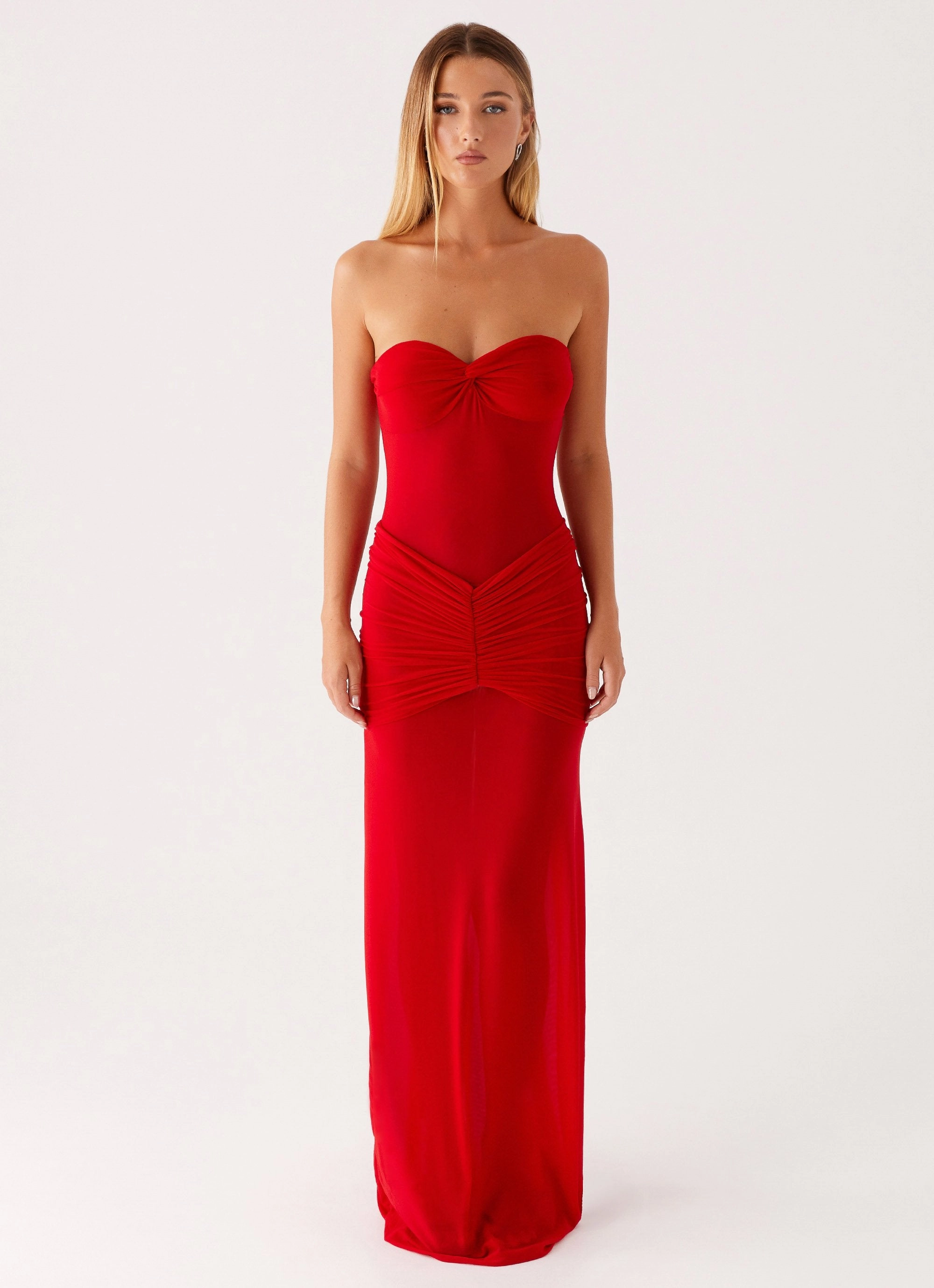Ottilie Mesh Maxi Dress - Red