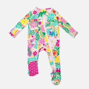 Rainbow Daisy Babe | Bamboo Footie Onesie Sleeper | "Patience & Kindness"