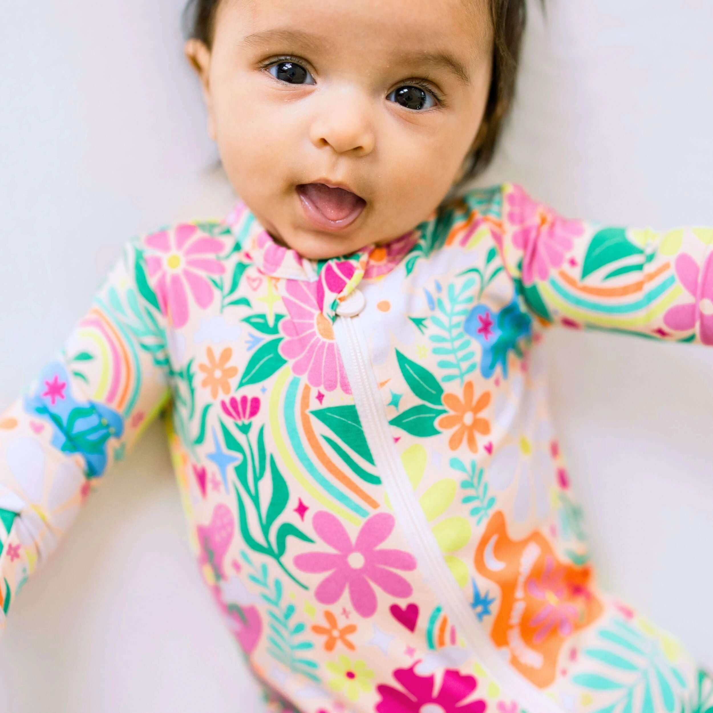 Rainbow Daisy Babe | Bamboo Footie Onesie Sleeper | "Patience & Kindness"
