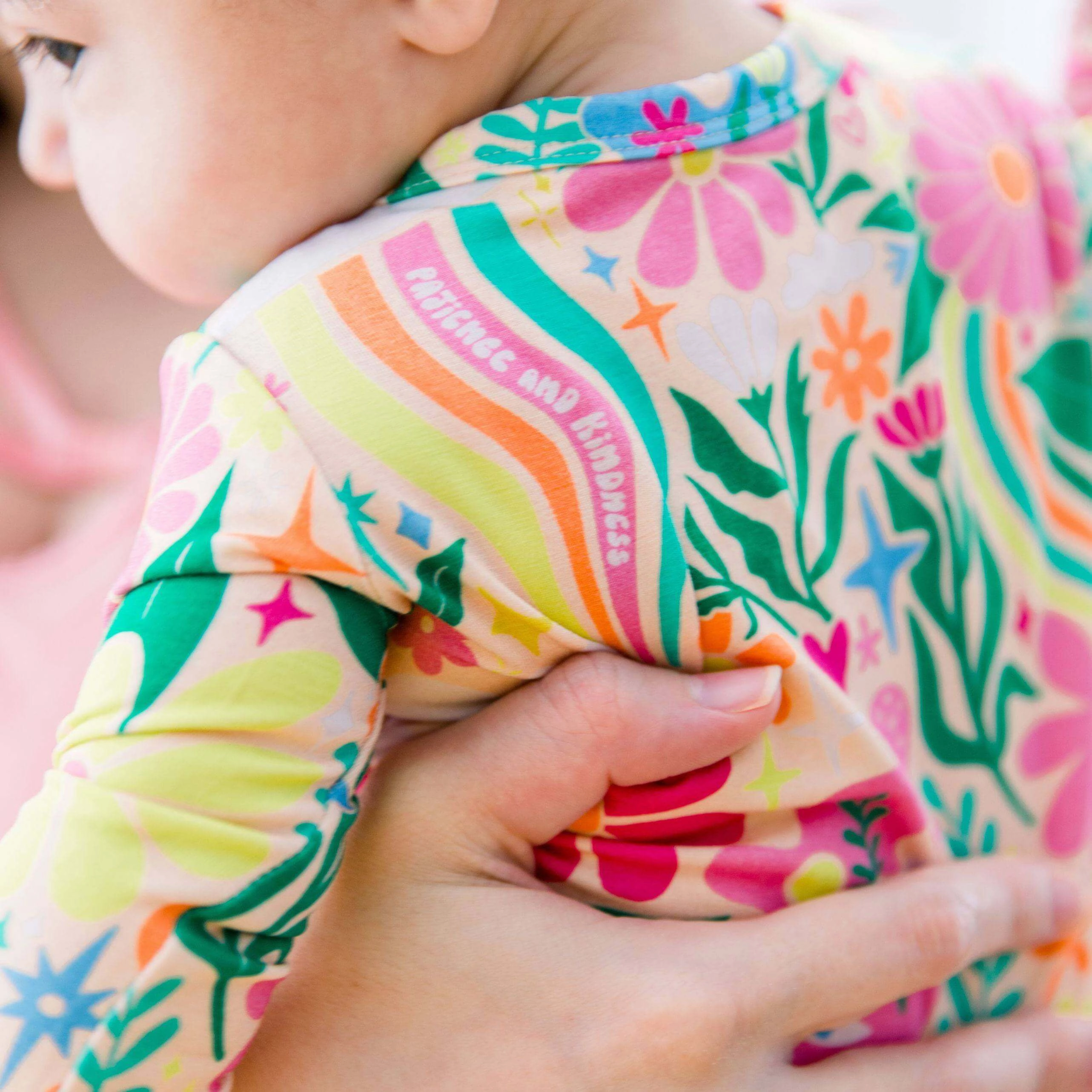 Rainbow Daisy Babe | Bamboo Footie Onesie Sleeper | "Patience & Kindness"