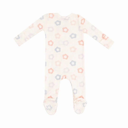 Ribbed Modal 2 Way Zipper Footie - Daisy Pop