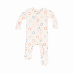 Ribbed Modal 2 Way Zipper Footie - Daisy Pop