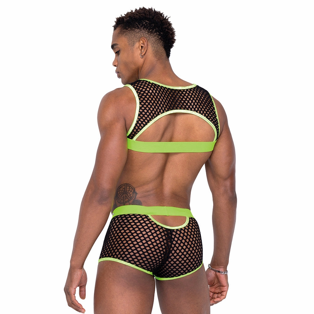 Roma Glow in the Dark Elastic Studded Fishnet Mesh Vinyl Trunks