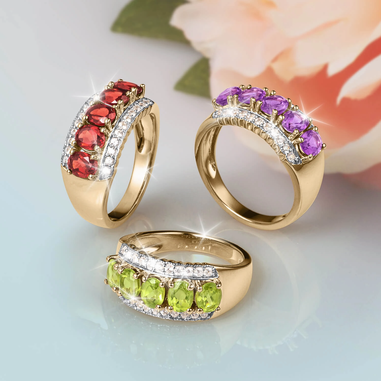 Romantica Rainbow Garnet Ladies Ring