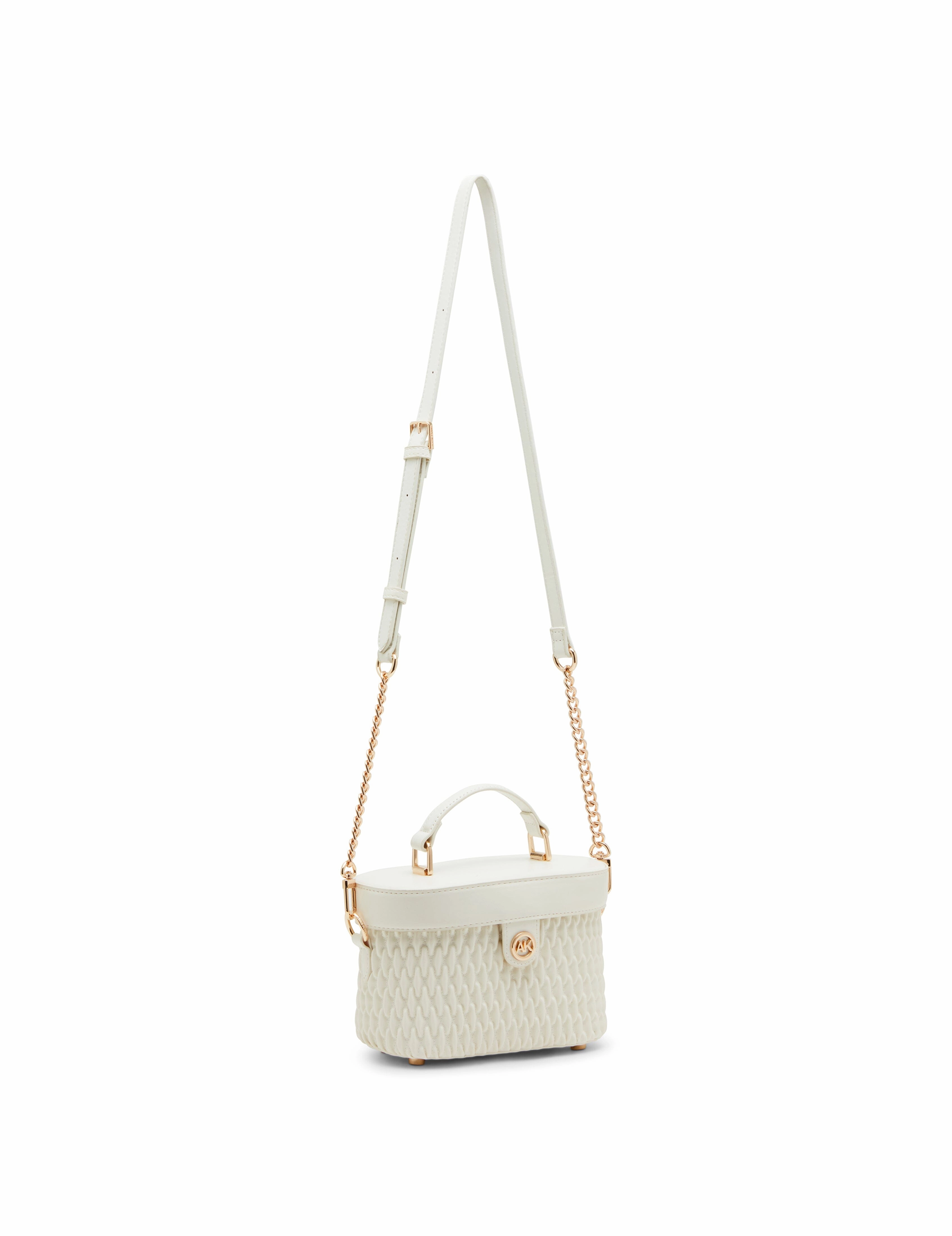 Ruched Top Handle Train Case With Detachable Crossbody Strap