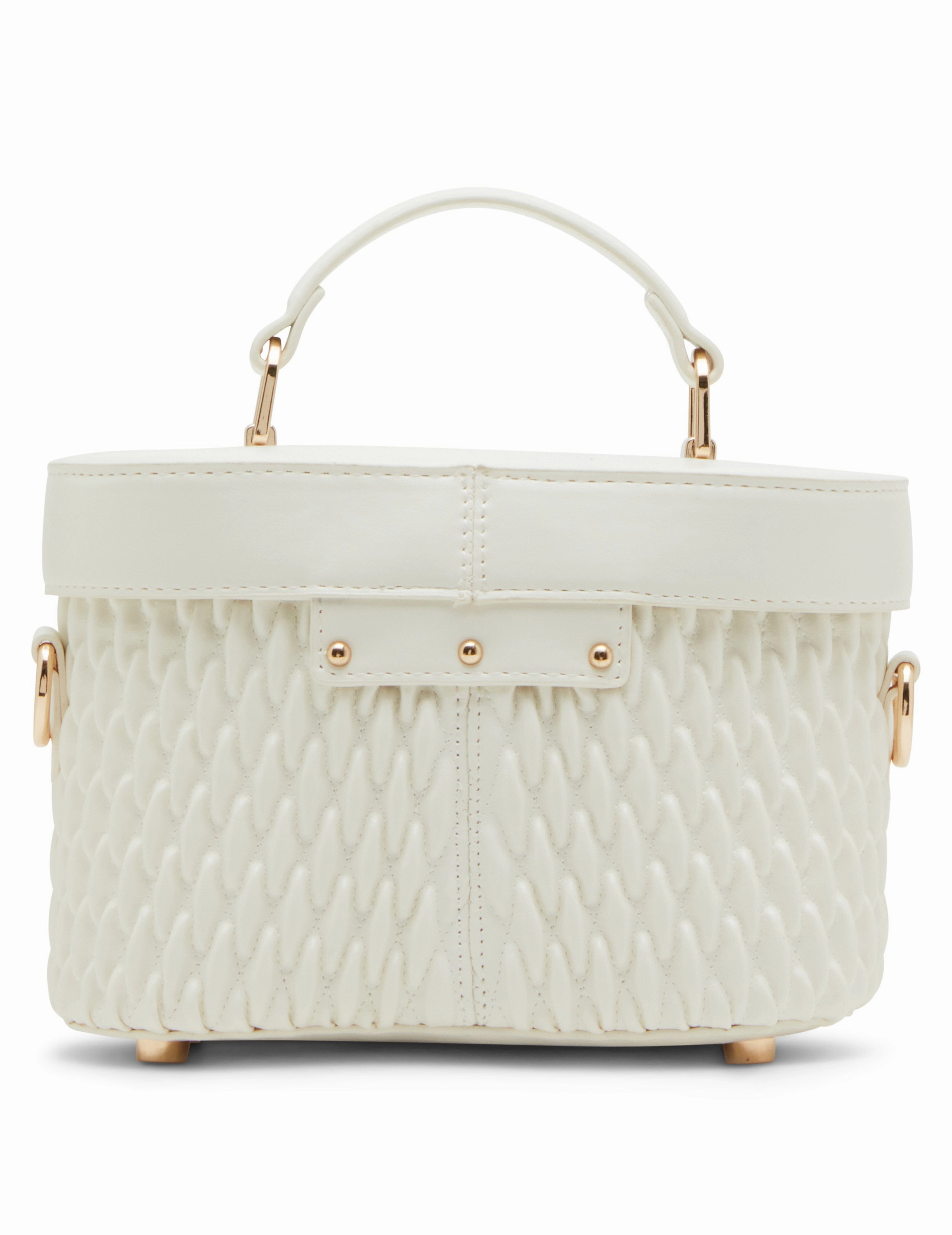 Ruched Top Handle Train Case With Detachable Crossbody Strap