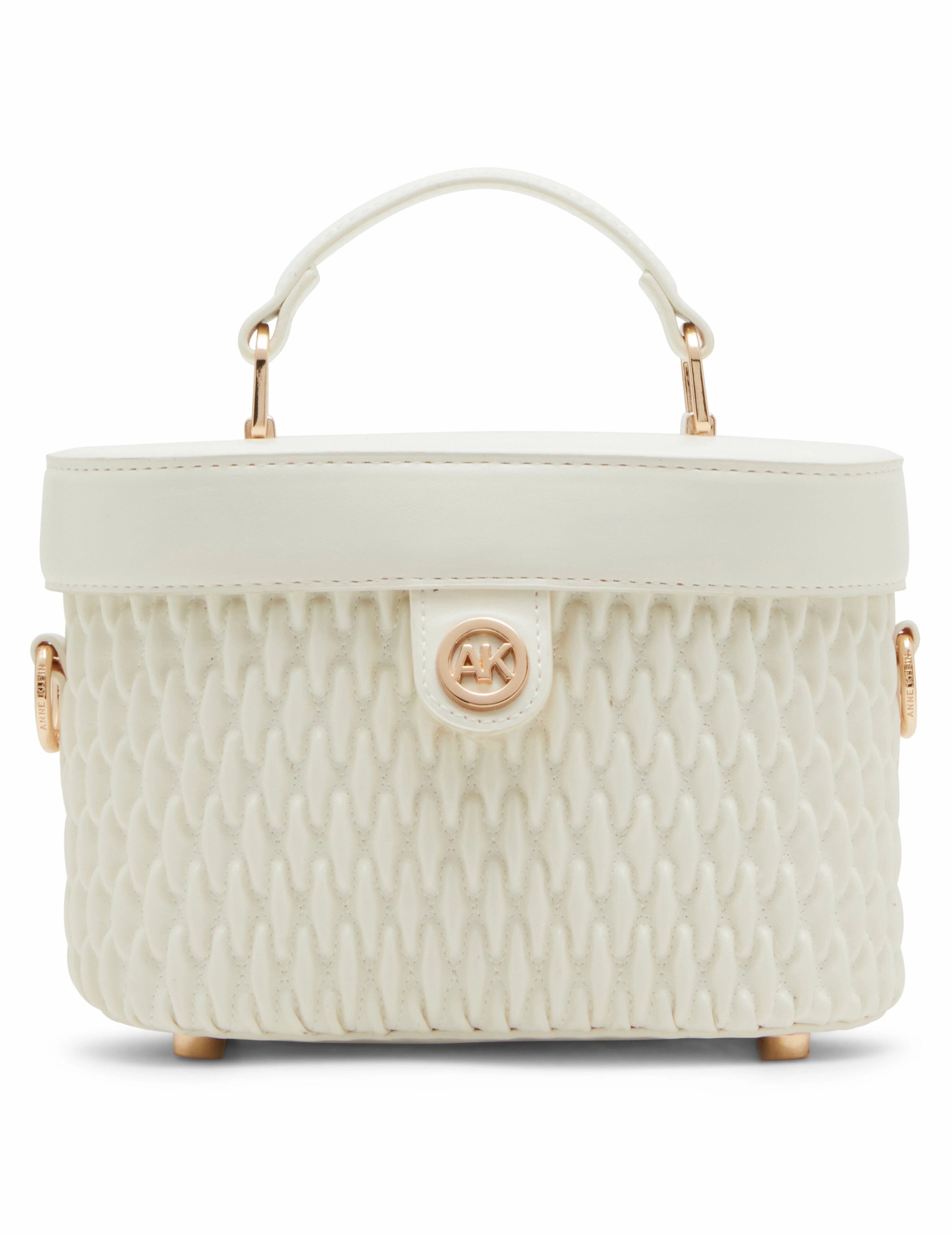 Ruched Top Handle Train Case With Detachable Crossbody Strap