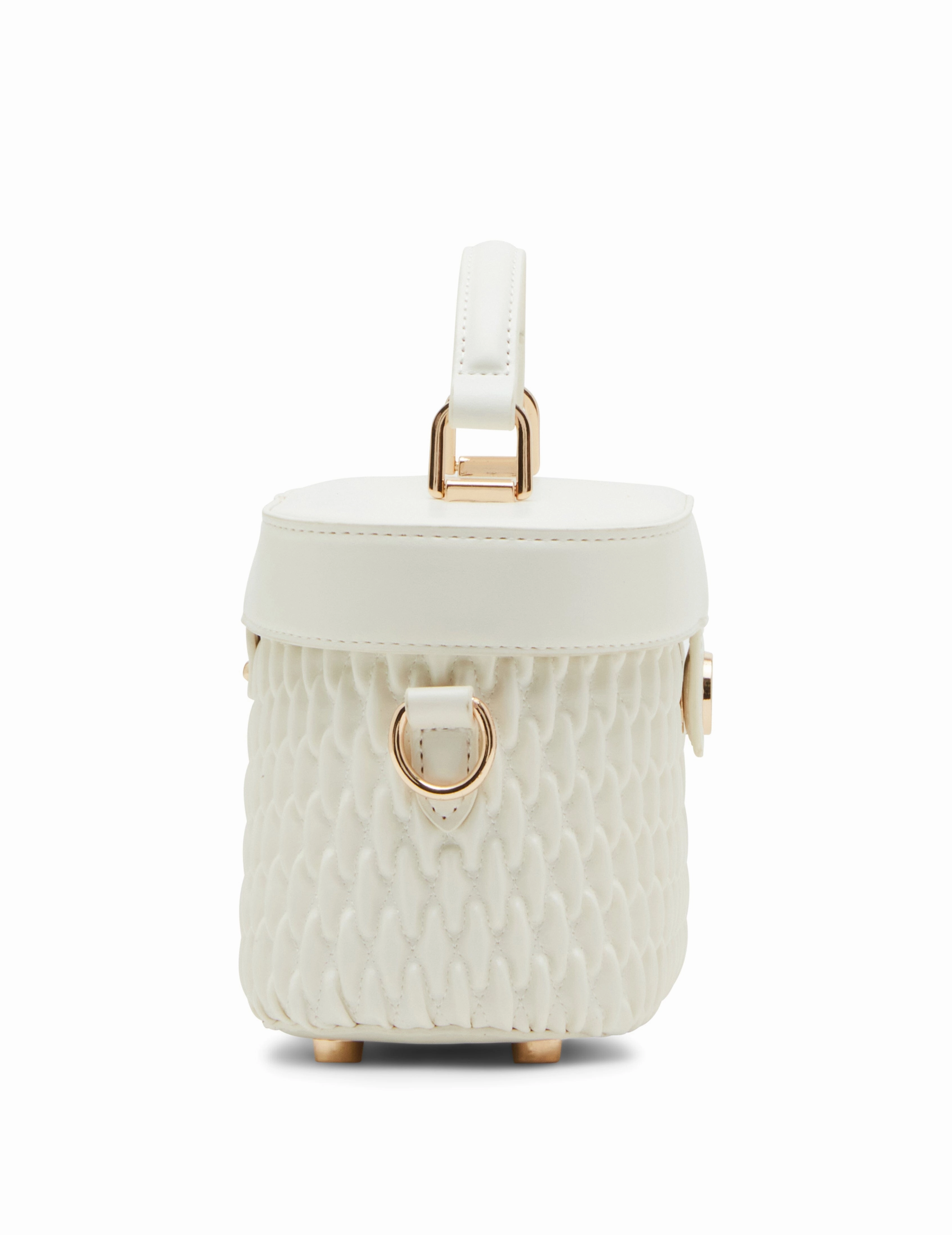 Ruched Top Handle Train Case With Detachable Crossbody Strap