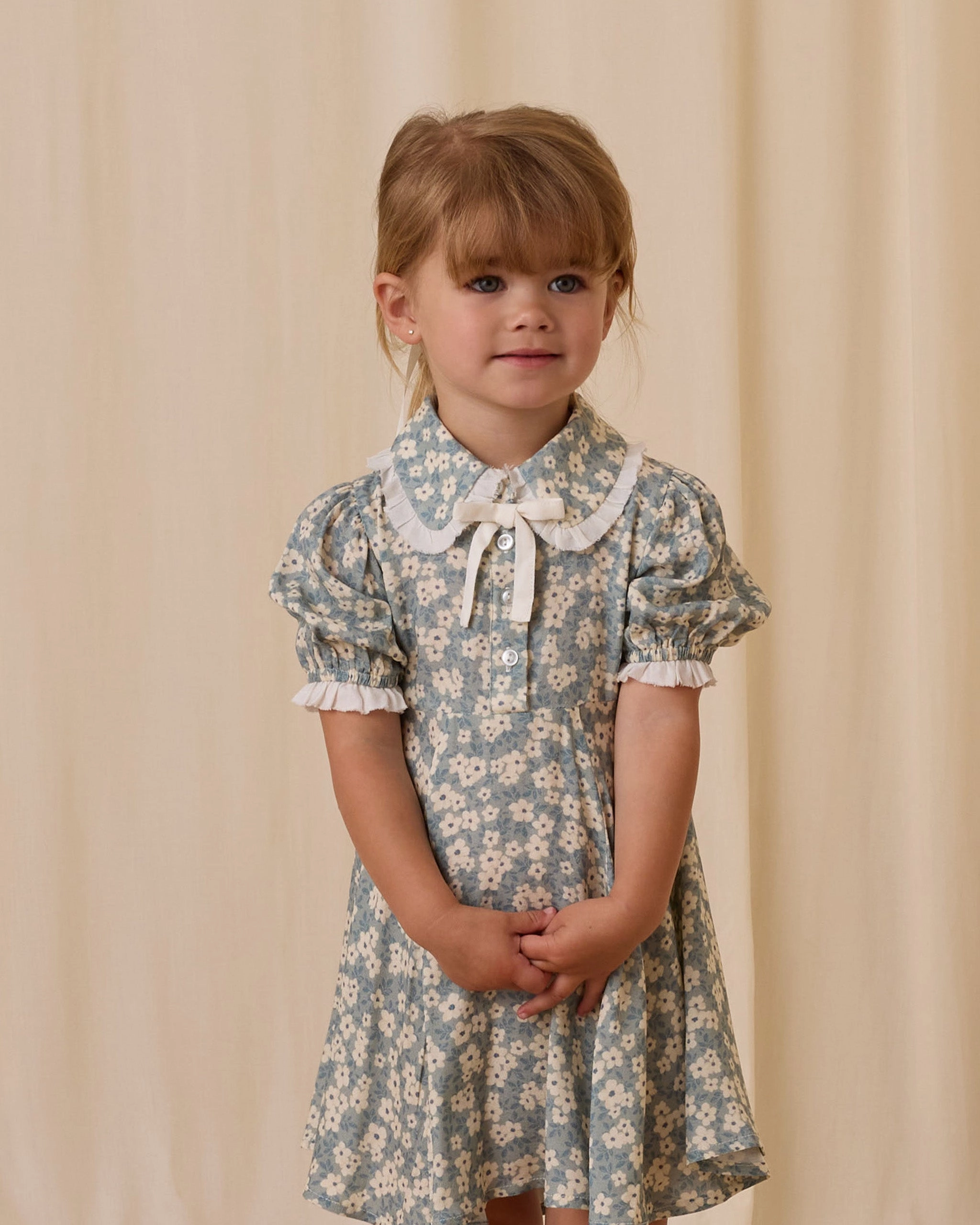Sara Dress - Aqua Ditsy