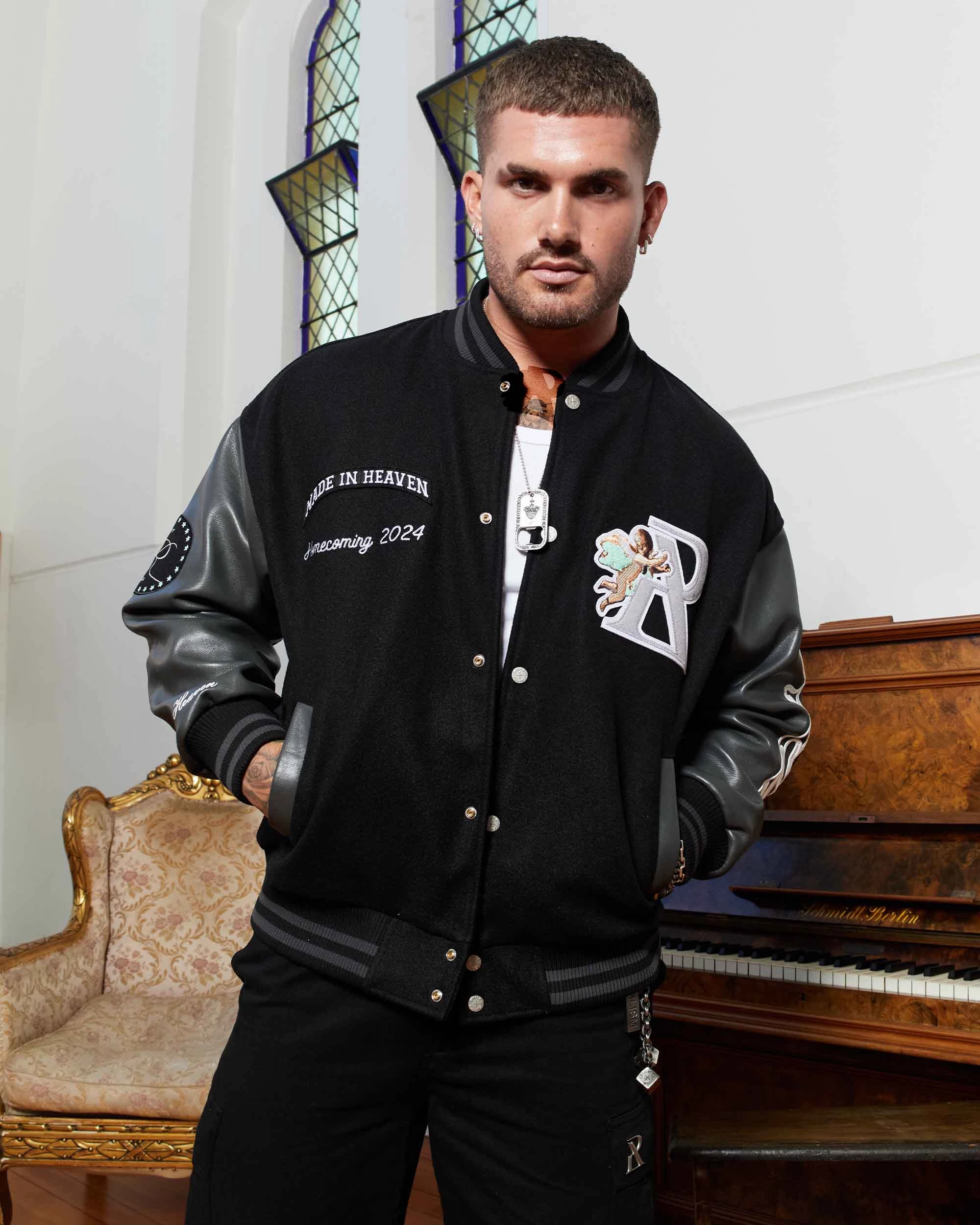 SSS REALISM HOMECOMING VARSITY JACKET BLACK