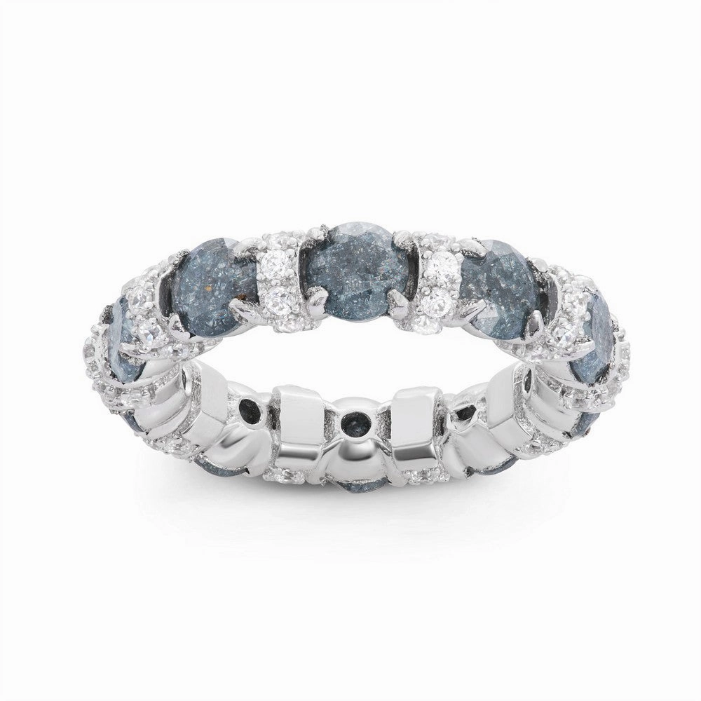 Sterling Silver CZ and Dark Gray Ice Eternity Ring - W-1487