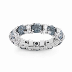Sterling Silver CZ and Dark Gray Ice Eternity Ring - W-1487