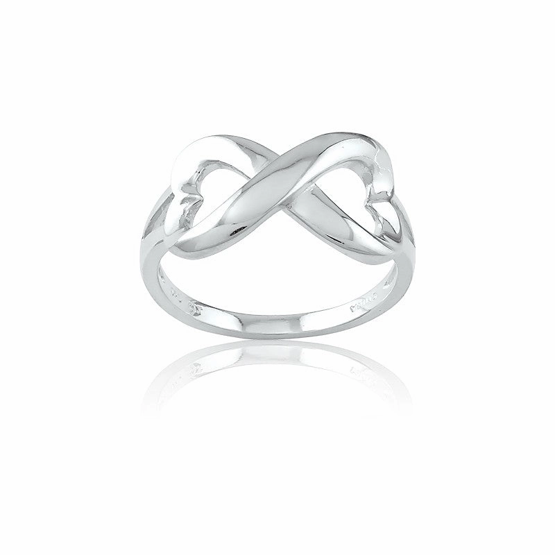 Sterling Silver Heart Infinity Ring - W-9703