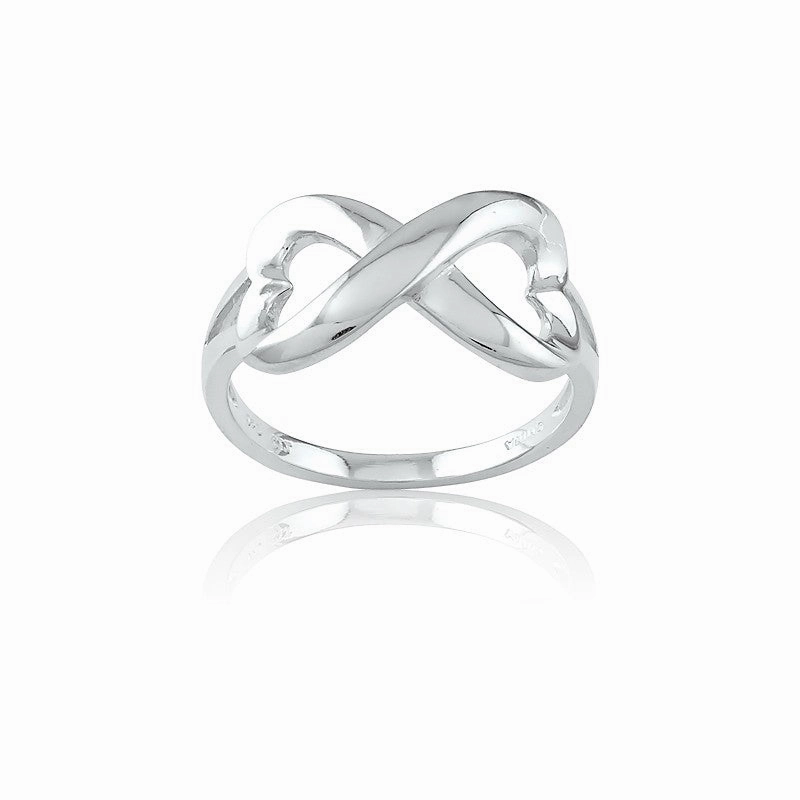 Sterling Silver Heart Infinity Ring - W-9703