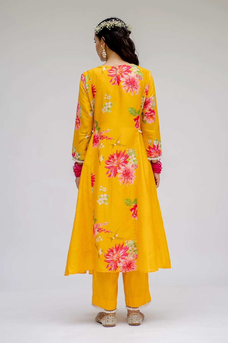 Yellow Panel Kurta Set With Dupatta