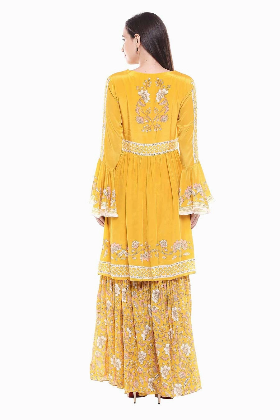 Yellow Print Kurta & Sharara Set (Set of 2)