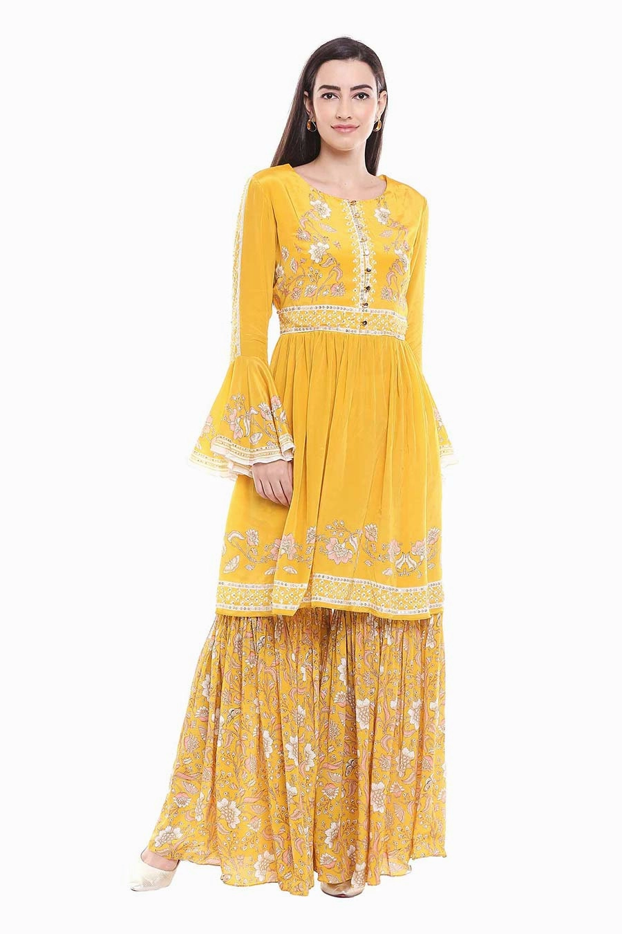 Yellow Print Kurta & Sharara Set (Set of 2)