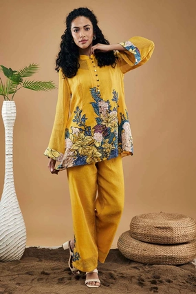 Yellow Zinnia Applique Co-Ord Set